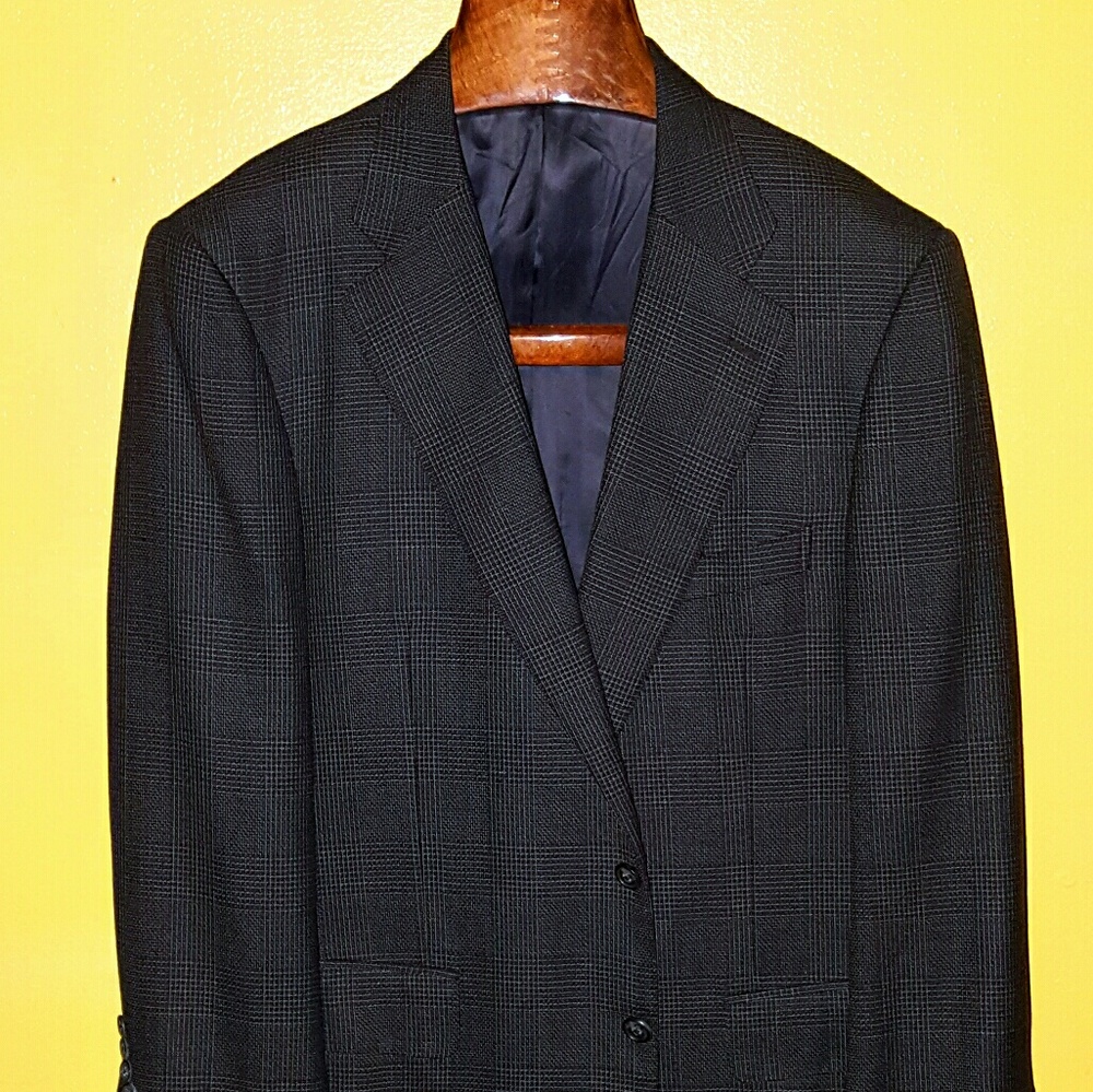 Ermenegildo Zegna black & tan 43R suit jacket